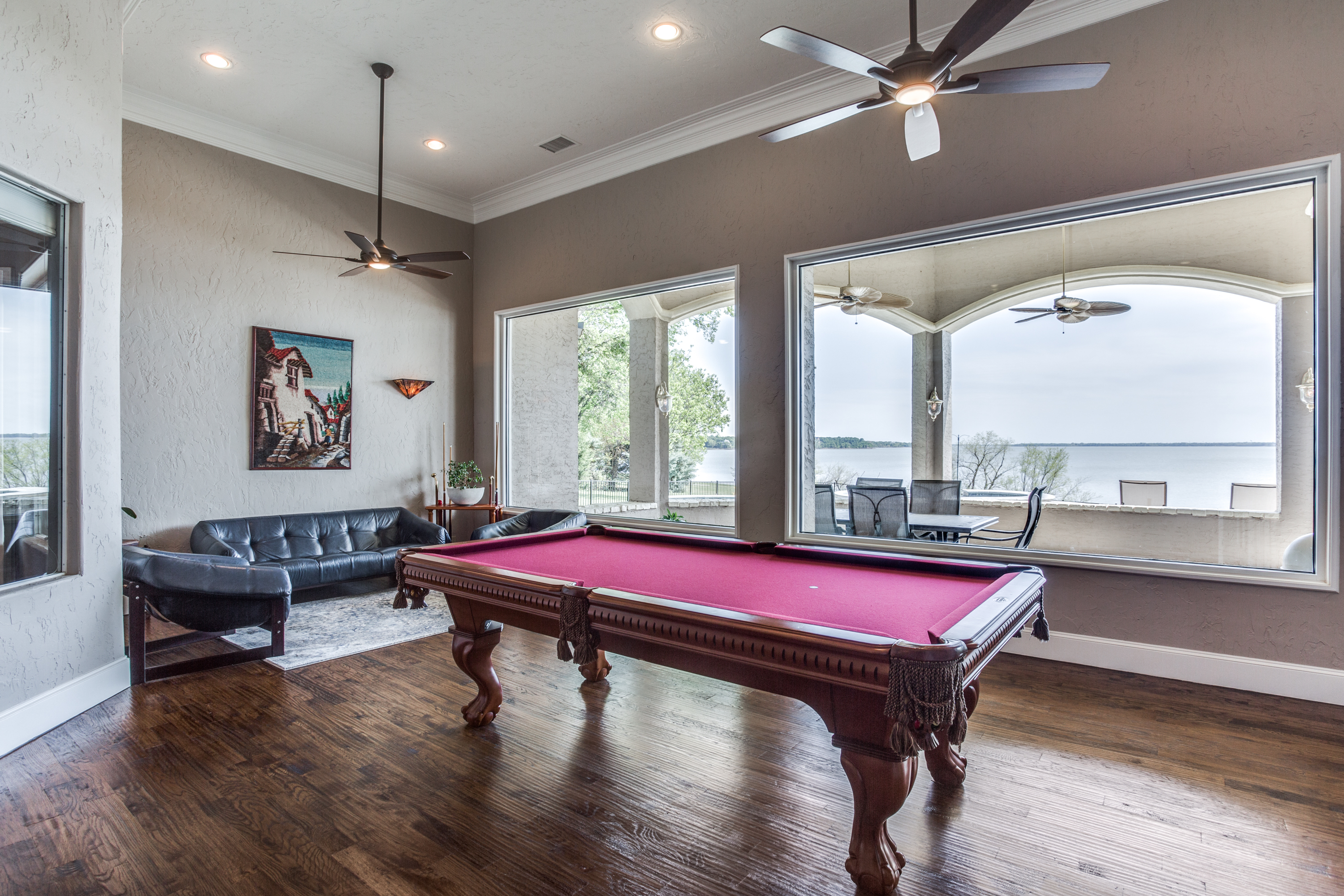 Pool room with amazing views. Hand scraped wood floors recently installed throughout most of the 1st floor.